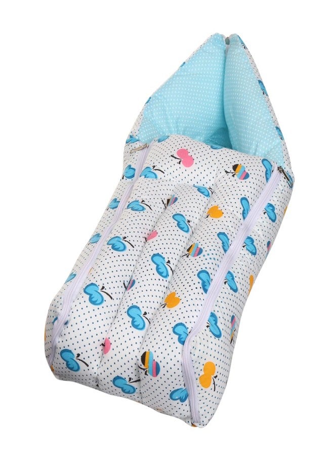 AMARDEEP Blue Baby Quilt & Sleeping Bag Cum Carry Bag - Soft, Cozy, Portable Baby Bedding for Newborns, Infants - 64x41 cm, Perfect for Travel, Stroller, and Sleeping Time - Image 1
