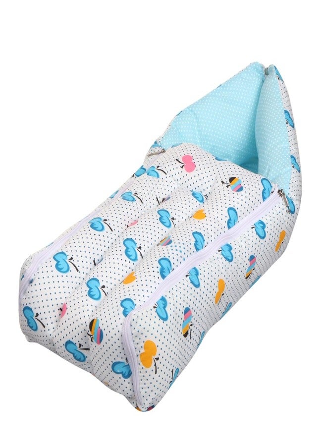 AMARDEEP Blue Baby Quilt & Sleeping Bag Cum Carry Bag - Soft, Cozy, Portable Baby Bedding for Newborns, Infants - 64x41 cm, Perfect for Travel, Stroller, and Sleeping Time - Image 2
