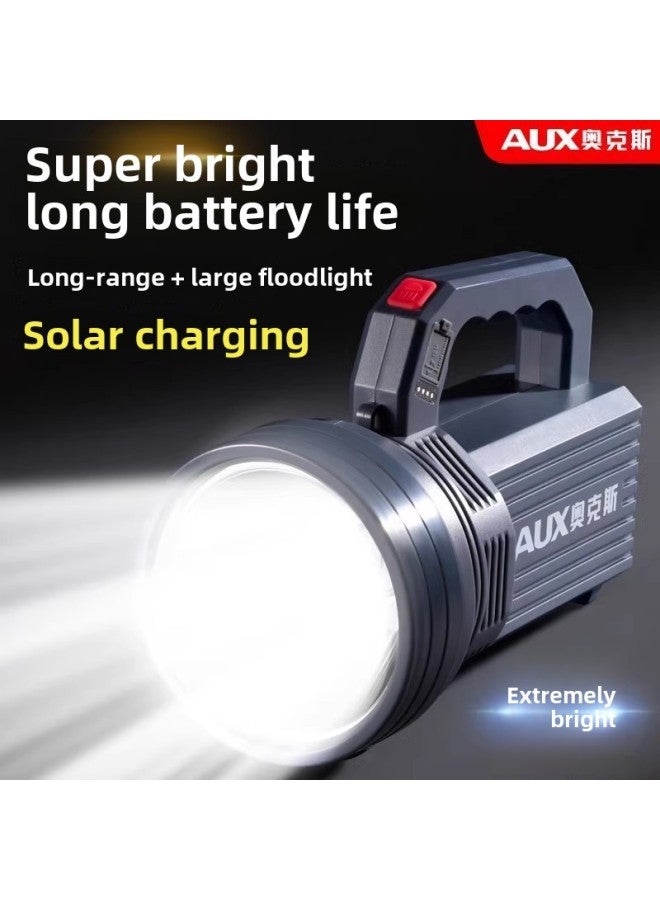 Oaks Flashlight Strong Light Rechargeable Ultra-bright Outdoor Long-range Searchlight Solar Flashlight Home Led-Color:Top Equipped With 9900W Super Bright Wick, 30h Battery Life, Four Lithium Batter - Image 2