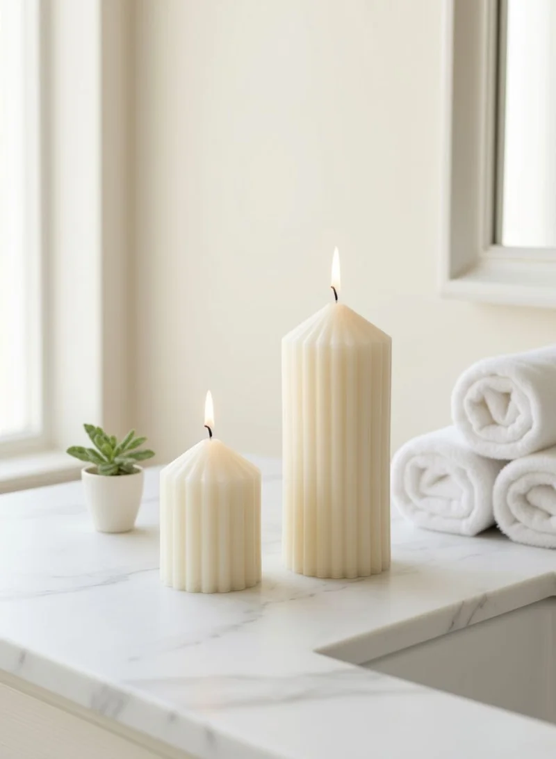 Florence Taper Candles Set of 2, Unscented White Candles for Dining Table, Candle Holders and Home Decor, Decorative Dinner Candles