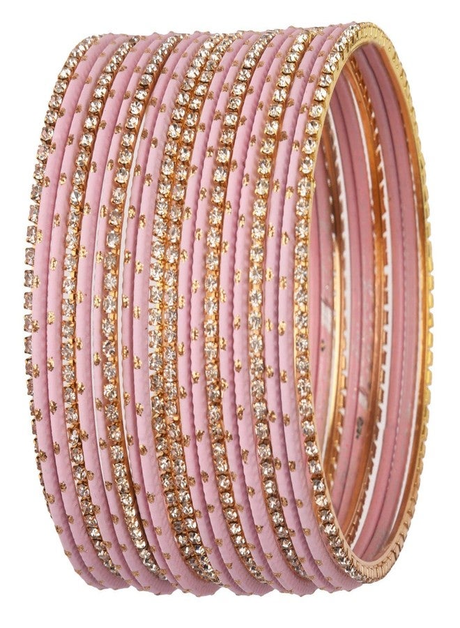 Efulgenz Bangles Set for Women Indian Jewelry Indian Bangle Set Rhinestone CZ Plain Metal Bracelet Bangle Jewelry for Women - Image 1