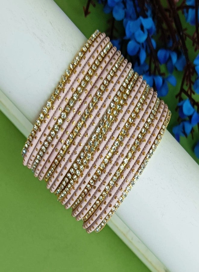 Efulgenz Bangles Set for Women Indian Jewelry Indian Bangle Set Rhinestone CZ Plain Metal Bracelet Bangle Jewelry for Women - Image 2