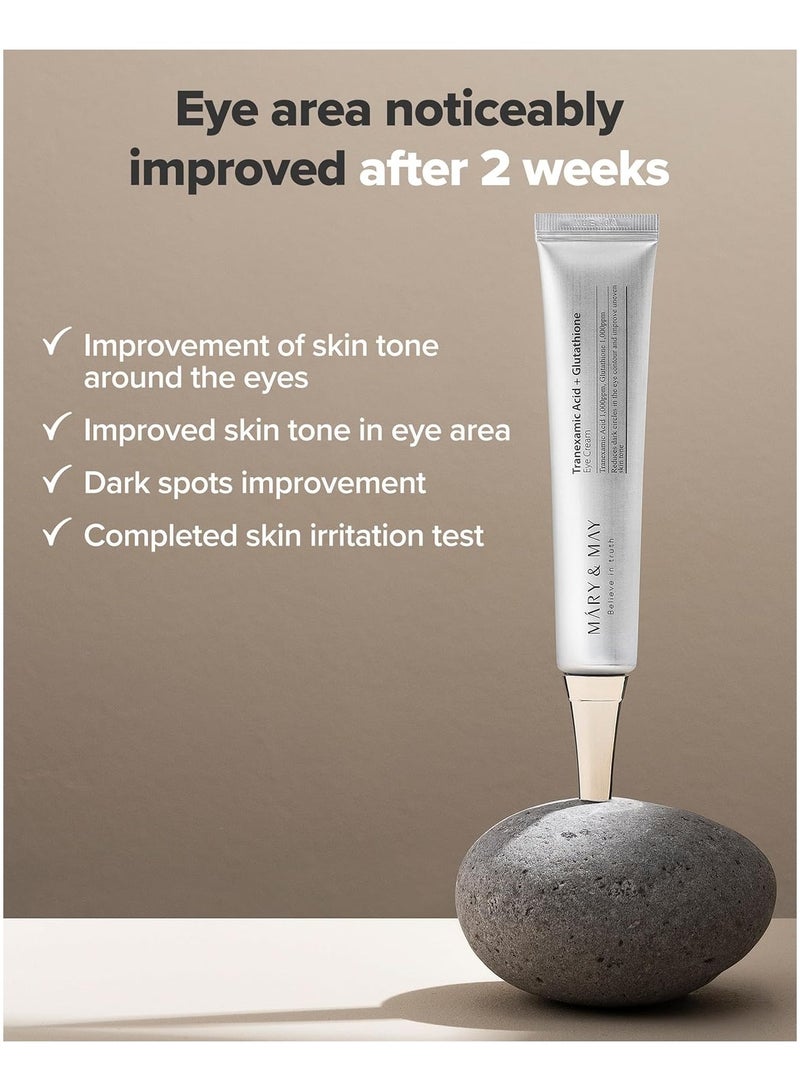 MARY & MAY Mary&May Tranexamic Acid + Glutathione Eye Cream, Tranexamic Acid 1.05 Fl Oz / 30ml | Reduces Dark Cireles in the Eye, Improve Uneven Skin Tone | EWG Green - Image 3