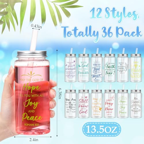Skylety 36 Pcs Christian Gifts for Women Bulk 135 oz Inspirational Cups with Lids and Straws Reusable Plastic Tumbler Religious Gift Drinking Cups Bulk for Coworker Staff - Image 3