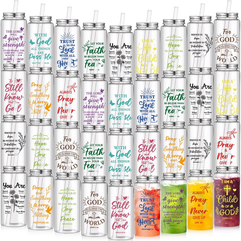 Skylety 36 Pcs Christian Gifts for Women Bulk 135 oz Inspirational Cups with Lids and Straws Reusable Plastic Tumbler Religious Gift Drinking Cups Bulk for Coworker Staff - Image 2