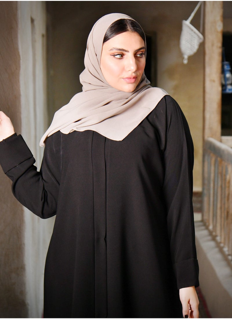 عباية سوداء سادة بكم ضيق