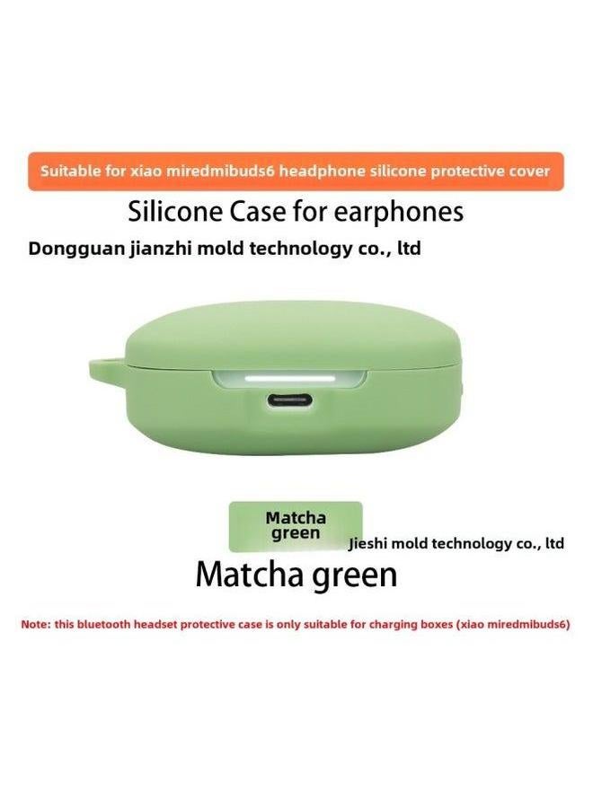 Suitable For Red Rice Redmi Buds 6 Bluetooth Headset Protective Case Silicon Soft Rubber Shockproof Charging Bin Earphone Case-Colour:Matcha Green-Model:Buds - Image 1