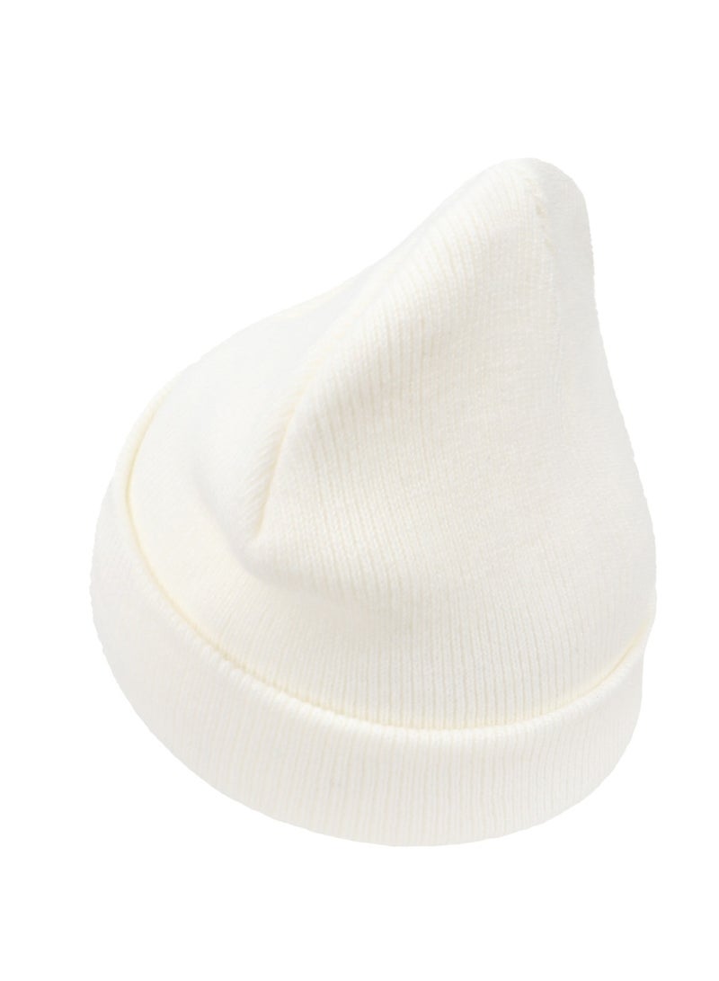 Baby Smiling Face Baby Knitted Hat White - Image 4