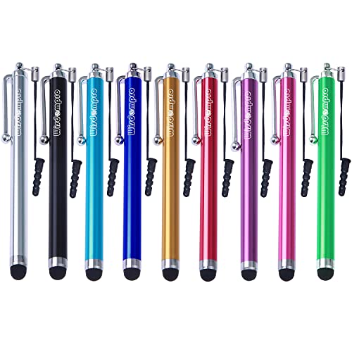 Wisdompro Stylus Pens for Touch Screens, 9 Pack of Universal Rubber Tip Stylus with Lanyard Tether for iPad, for Tablet, for iPhone, for Samsung and All Touchsreen Devices (9-Color) - Image 1