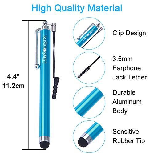 Wisdompro Stylus Pens for Touch Screens, 9 Pack of Universal Rubber Tip Stylus with Lanyard Tether for iPad, for Tablet, for iPhone, for Samsung and All Touchsreen Devices (9-Color) - Image 2
