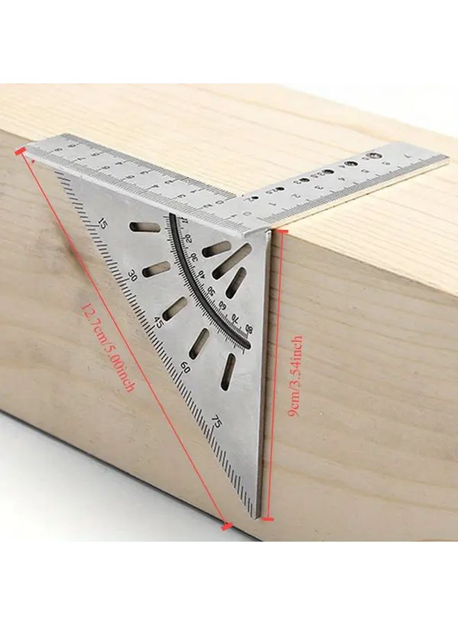 Silvery Stainless Steel Heavy Duty Woodworking Angle Ruler 45 90 Degree Precision Marking Tool - Image 4