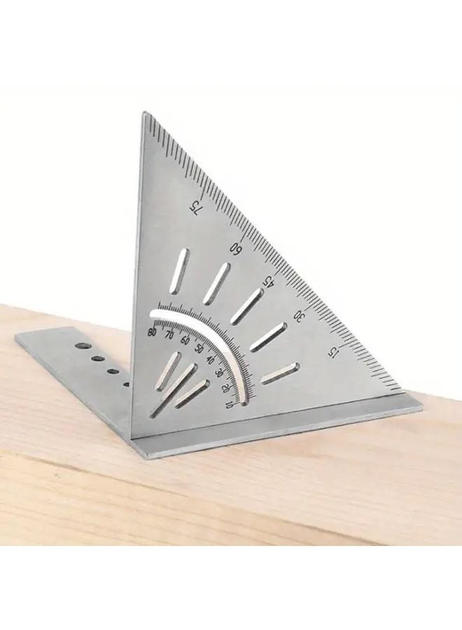 Silvery Stainless Steel Heavy Duty Woodworking Angle Ruler 45 90 Degree Precision Marking Tool - Image 2