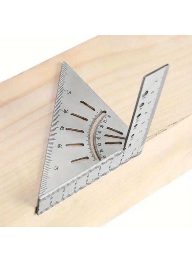 Silvery Stainless Steel Heavy Duty Woodworking Angle Ruler 45 90 Degree Precision Marking Tool - Image 5