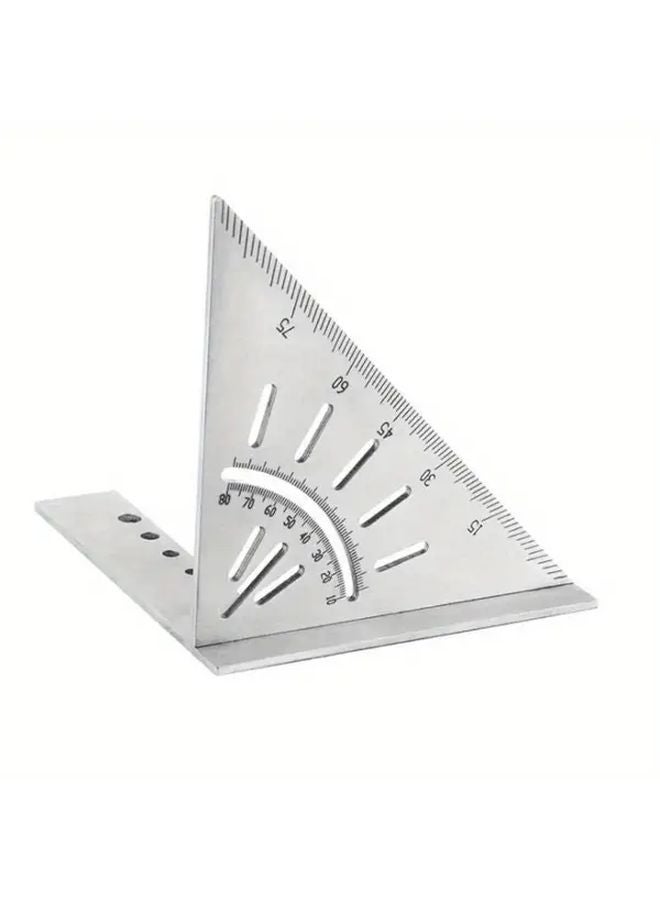Silvery Stainless Steel Heavy Duty Woodworking Angle Ruler 45 90 Degree Precision Marking Tool - Image 1