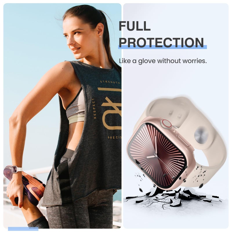 Tensea [3PCS for Apple Watch Screen Protector Case Series 11/10 42mm Accessories, iWatch Protective Face Cover for Women Men, Tempered Glass Film Hard Bumper for iPhone Watch 42 mm - Image 3