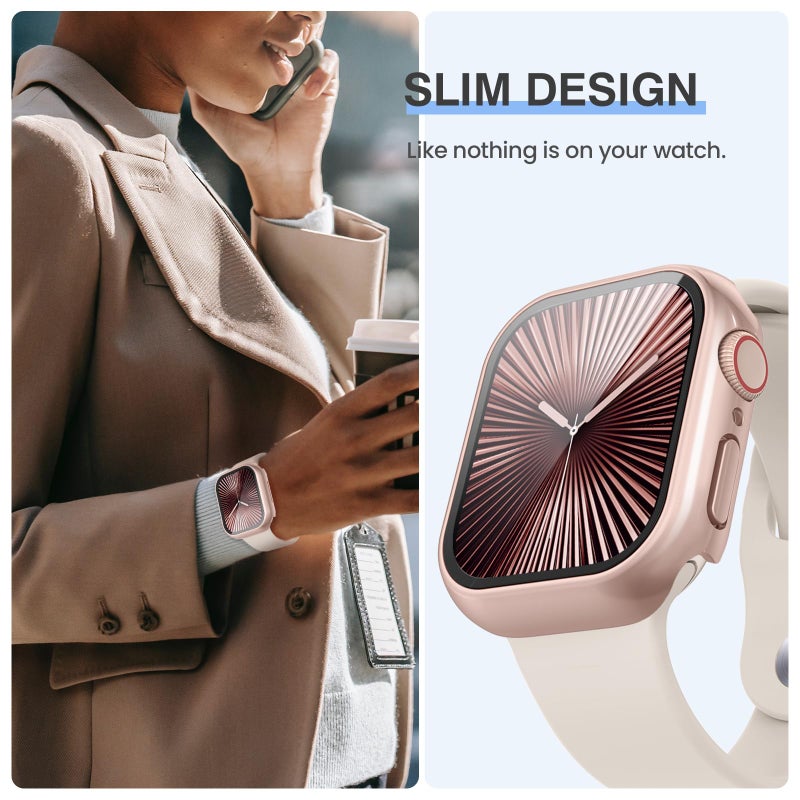Tensea [3PCS for Apple Watch Screen Protector Case Series 11/10 42mm Accessories, iWatch Protective Face Cover for Women Men, Tempered Glass Film Hard Bumper for iPhone Watch 42 mm - Image 4