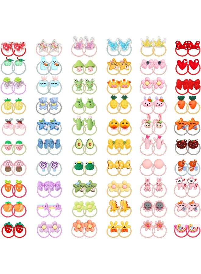 WillingTee 120pcs (60 pairs) Mix Colors Girl's Elastic Hair Ties Soft Rubber Bands Hair Bands Holders Pigtails Hair Accessories for Girls Infants Toddlers Kids Teens and Children - Image 2