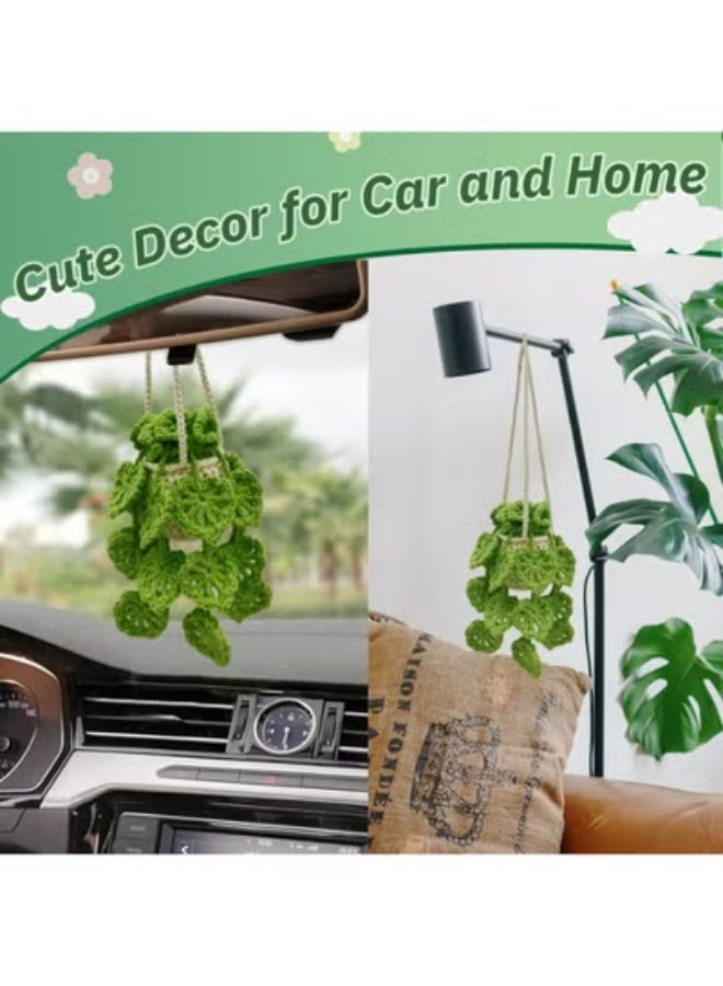 COYO Crochet Hanging Plant for Car,Car Decorations Interior,Plant Aesthetic Car Accessories for Women Interior Cute,Car Ornaments Charms for Rear View Mirror,Boho Car Decoration Gifts - Image 5