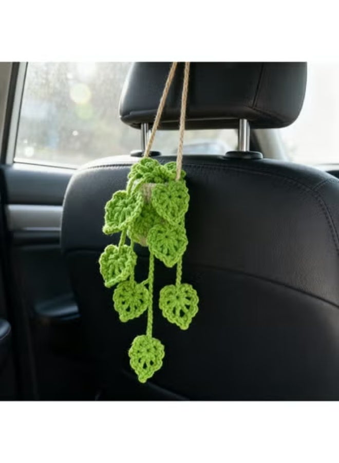COYO Crochet Hanging Plant for Car,Car Decorations Interior,Plant Aesthetic Car Accessories for Women Interior Cute,Car Ornaments Charms for Rear View Mirror,Boho Car Decoration Gifts - Image 3