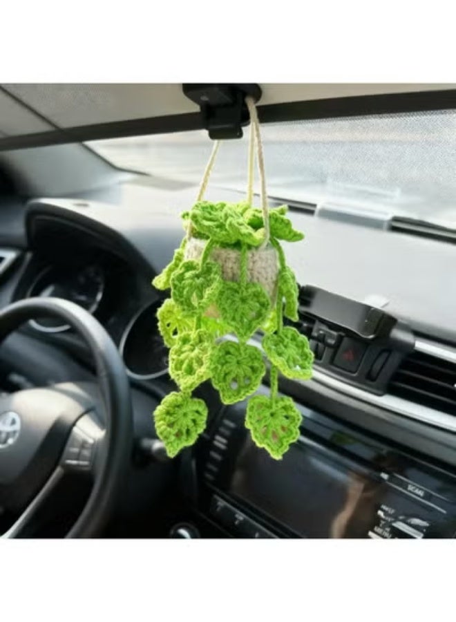 COYO Crochet Hanging Plant for Car,Car Decorations Interior,Plant Aesthetic Car Accessories for Women Interior Cute,Car Ornaments Charms for Rear View Mirror,Boho Car Decoration Gifts - Image 4
