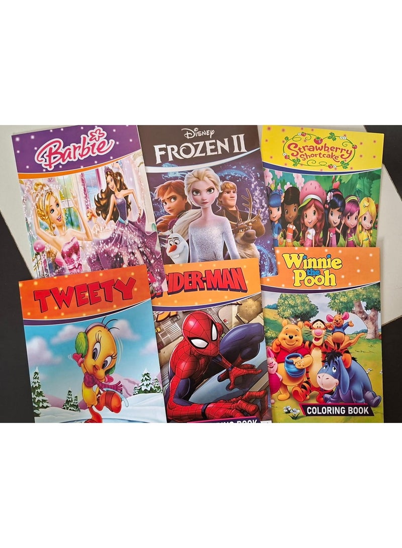 Kids Coloring Books Set of 6 A4 – Fun Cartoon Drawing Books