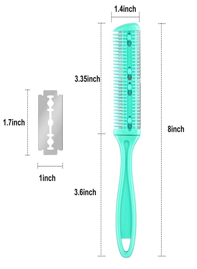 Maitys 3 Pieces Hair Cutting Comb Set with 10 Razors, Double Edge Razor, Thinning Comb for Slim Haircuts (Green, Purple, Pink) - Image 2