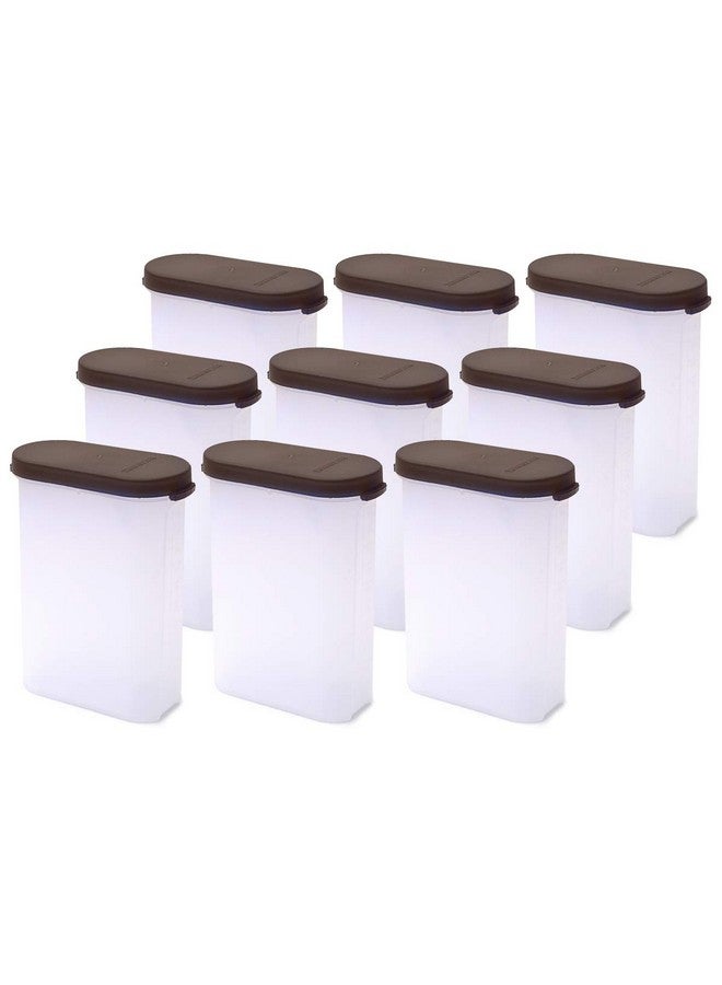 Mahaware Modular Mini Oval Plastic Kitchen Container Set, 275ml, Set of 12, Brown - Image 1