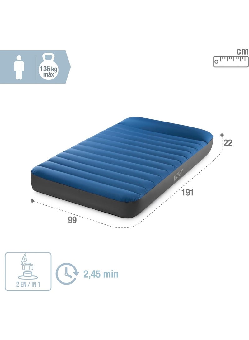 Intex Twin Dura-Beam Premaire Camping Mattress w/ USB150, Inflated Size: 99cm x 1.91m x 22cm (64011) - Image 2