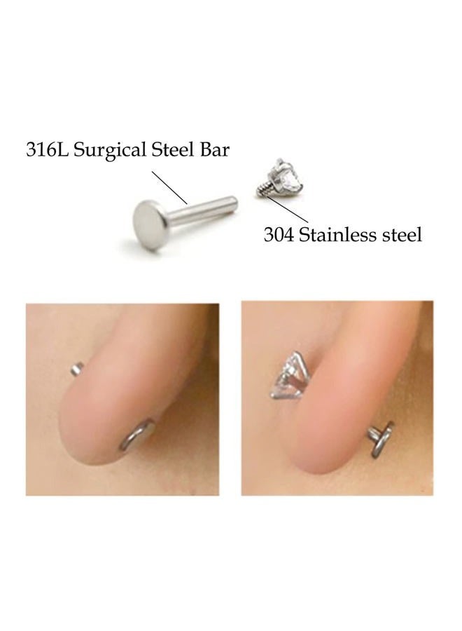 Candyfancy 16g Flat Back Earrings 10mm Post 316L Surgical Steel Bar 2mm 3mm 4mm CZ Stud Earrings Set Lip Ear Lobe Rook Helix Conch Piercing Jewelry - Image 4