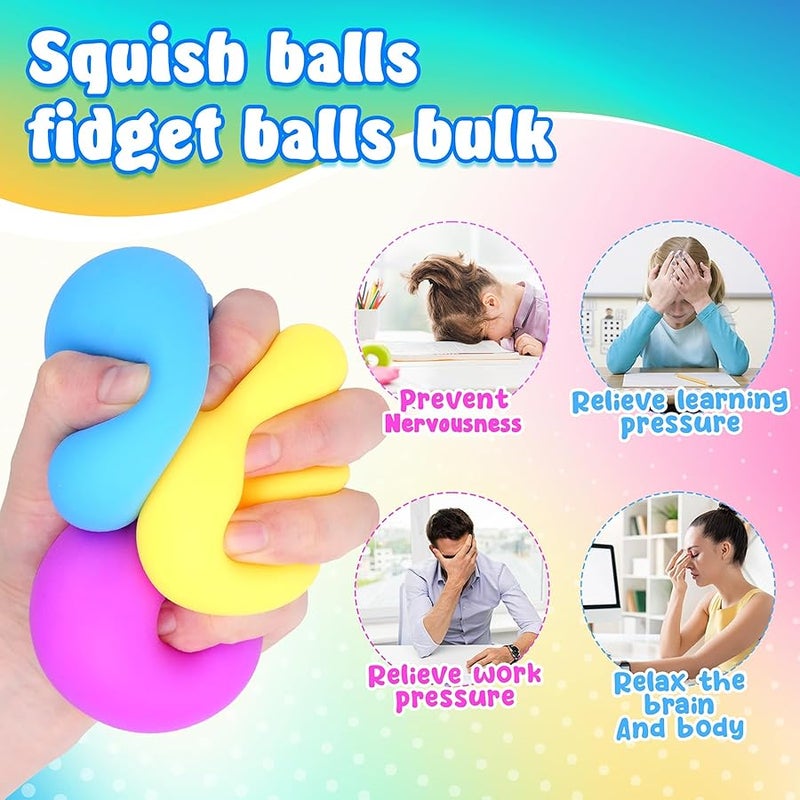 SMALL FISH Squishy Stress Balls for Kids Adults: 18 Pack Stretchy Fidget Ball for Nervousness Stress Relief, Hand Therapy Sensory Squeeze Ball, Fidget Classroom Must Haves, Party Favors for Kids 3-12 - Image 2