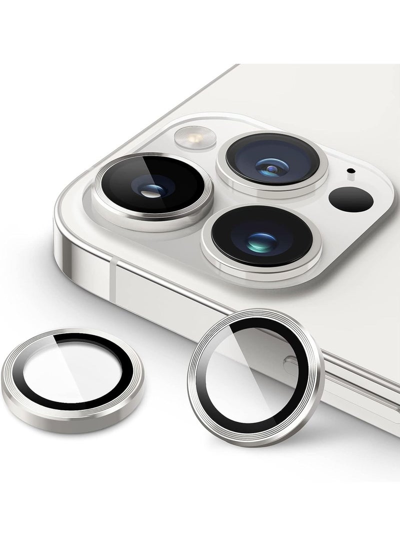Captaintech Pow Camera Lens Protector for iPhone 15 Pro 6.1-Inch and iPhone 15 Pro Max 6.7-Inch 9H Tempered Glass Metal Individual Ring Cover HD Clear - Image 1