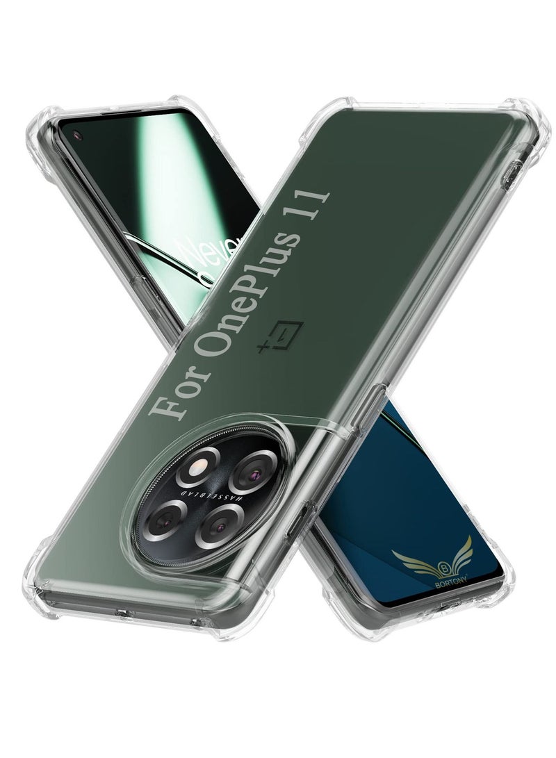 بورتوني جراب OnePlus 11 شفاف مقاوم للخدش مع زوايا معززة من مادة TPU من المطاط الناعم غطاء واقٍ من السيليكون لهاتف OnePlus 11 2023 (شفاف كريستالي) - Image 1