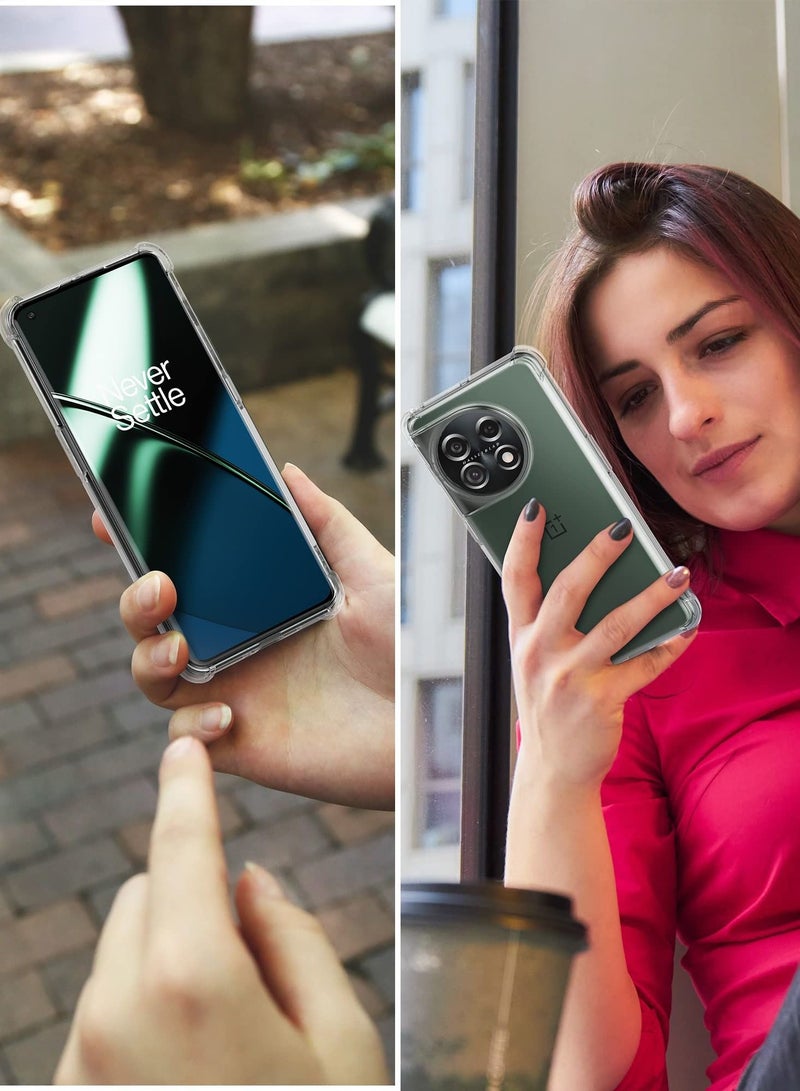 بورتوني جراب OnePlus 11 شفاف مقاوم للخدش مع زوايا معززة من مادة TPU من المطاط الناعم غطاء واقٍ من السيليكون لهاتف OnePlus 11 2023 (شفاف كريستالي) - Image 4