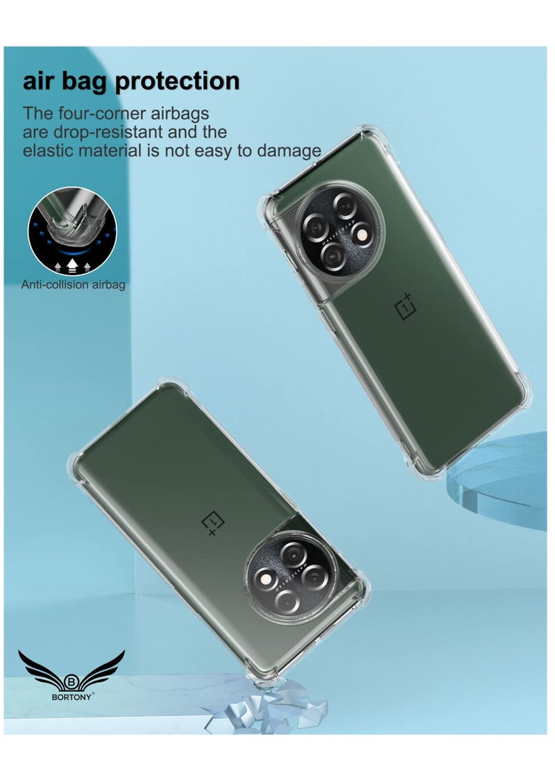 بورتوني جراب OnePlus 11 شفاف مقاوم للخدش مع زوايا معززة من مادة TPU من المطاط الناعم غطاء واقٍ من السيليكون لهاتف OnePlus 11 2023 (شفاف كريستالي) - Image 5