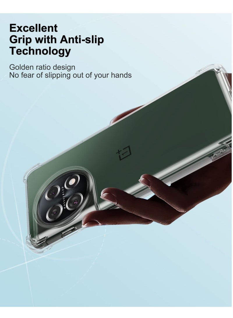 بورتوني جراب OnePlus 11 شفاف مقاوم للخدش مع زوايا معززة من مادة TPU من المطاط الناعم غطاء واقٍ من السيليكون لهاتف OnePlus 11 2023 (شفاف كريستالي) - Image 3