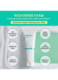 Real Barrier Porebium Cleansing Foam150Ml5.07 Fl Oz Rich Dense Bubble Cleanser & Exfoliator For Sensitive Skin Sebum Oil Control With Ceramide Impurities Dead Skin Cells Remover Korean Skincare  - Image 3