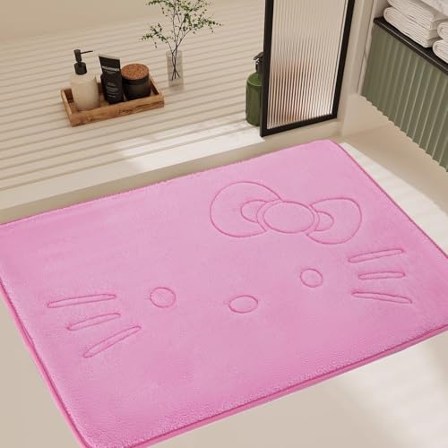 Stay Young Cute Cartoon Pink Area Rugs for Bedroom Living Room Bathroom Rugs Bath Mat Door Mat Super Soft Memory Foam Design Non Slip and Absorbent 15.75 x 23.62 Inch - Image 1