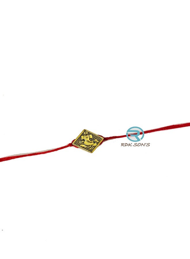 RDK SON'S Beautiful Designer Rakhi for Kid Brother | Raksha Bandhan Rakhi for Kid Boy and Girl | Lord Ganesh Rakhi for Little Brothers (Pack of 2) (Ganesh Square) - Image 1