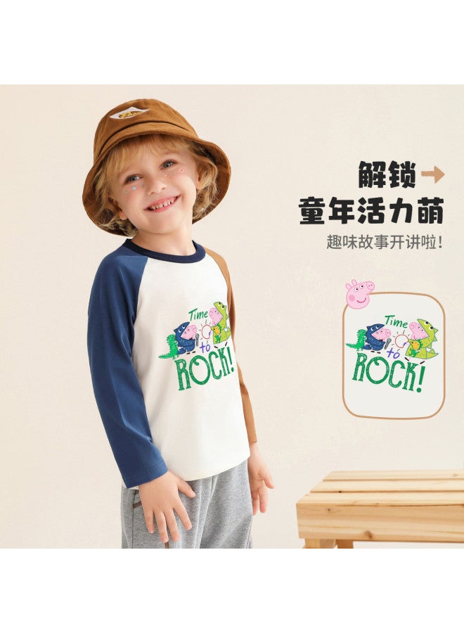 peppa Pig Spring Boys' Soft Cotton Comfortable Long-sleeve T-shirt - Versatile & Skin-friendly Toddler Tee - Image 3