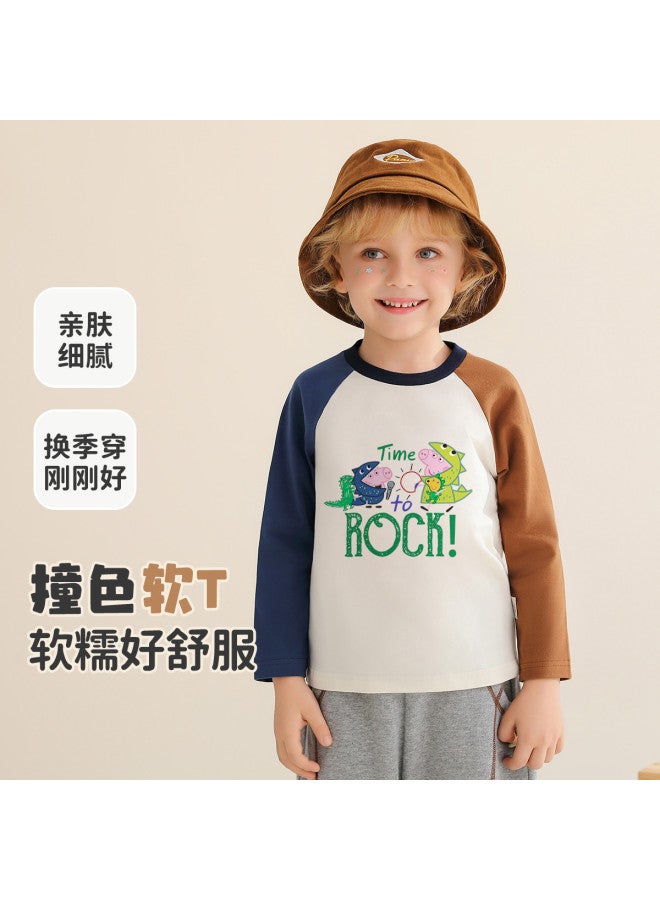 peppa Pig Spring Boys' Soft Cotton Comfortable Long-sleeve T-shirt - Versatile & Skin-friendly Toddler Tee - Image 2