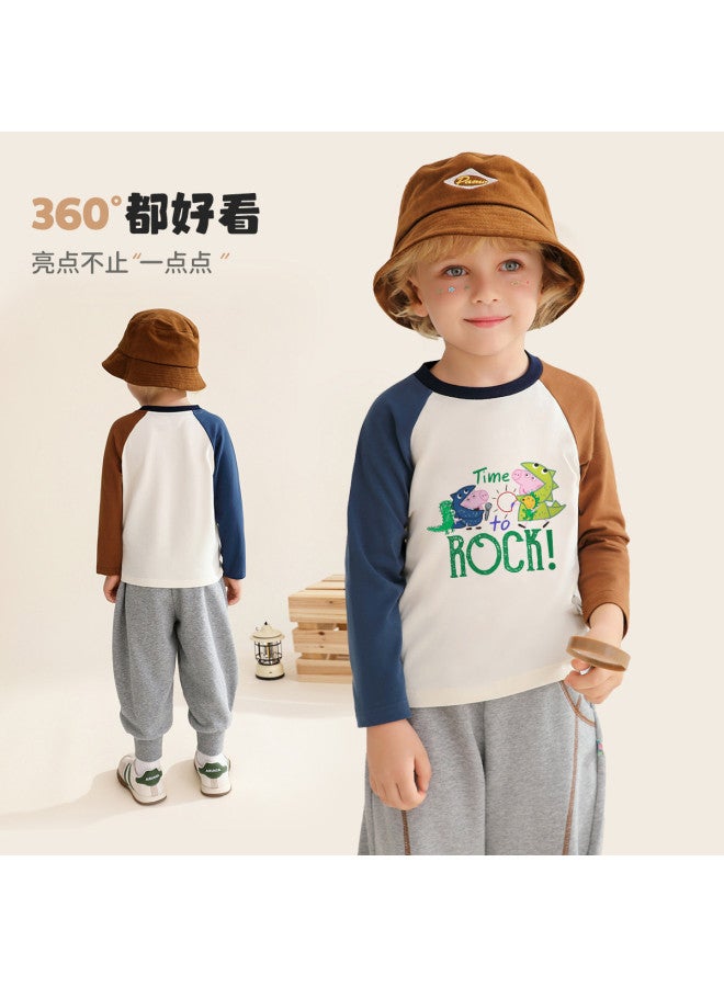 peppa Pig Spring Boys' Soft Cotton Comfortable Long-sleeve T-shirt - Versatile & Skin-friendly Toddler Tee - Image 5