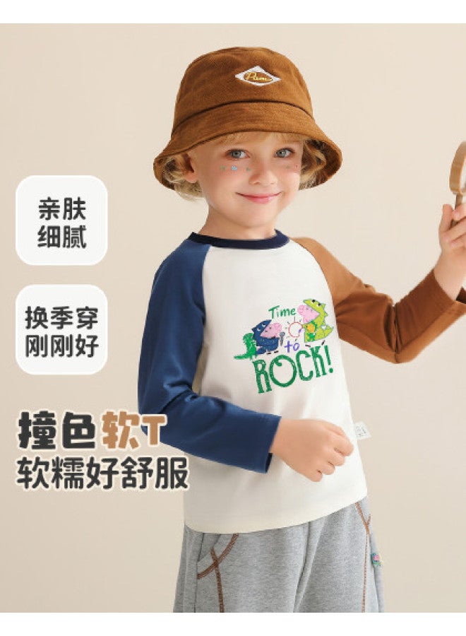 peppa Pig Spring Boys' Soft Cotton Comfortable Long-sleeve T-shirt - Versatile & Skin-friendly Toddler Tee - Image 1