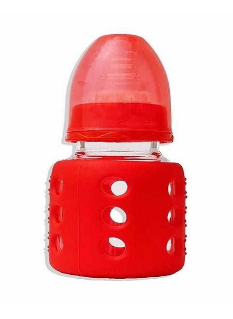 High Borosilicate Glass Feeding Bottle For Baby Feeder For Newborn ; Super Soft Flow Control & Anti Colic Nipple For Infants Toddlersred (60Ml)