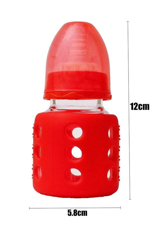 The Little Lookers - High Borosilicate Glass Feeding Bottle For Baby Feeder For Newborn ; Super Soft Flow Control & Anti Colic Nipple For Infants Toddlersred (60Ml) - Image 1