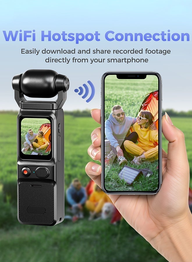 4K Action Camera with 3000mAh Battery | 6-Axis Stabilizer | 1.69-inch HD Touch Screen | 160° Wide Angle & 180° Rotating Lens | Includes 128GB Card for Outdoor Riding, Diving, Vlogging - Image 4