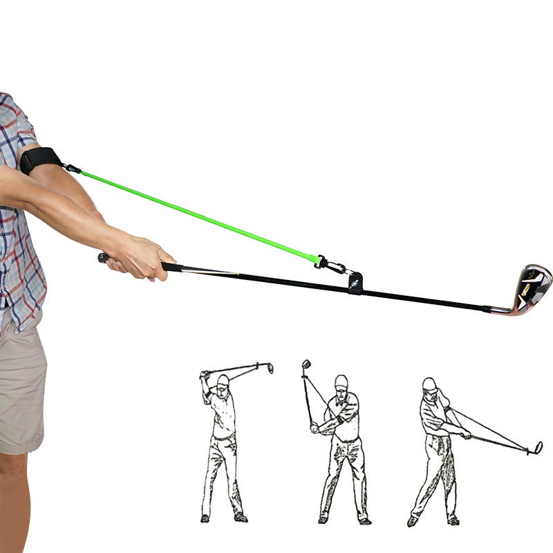 Generic Golf Swing Trainer Arm Power Elasticity Practice Green