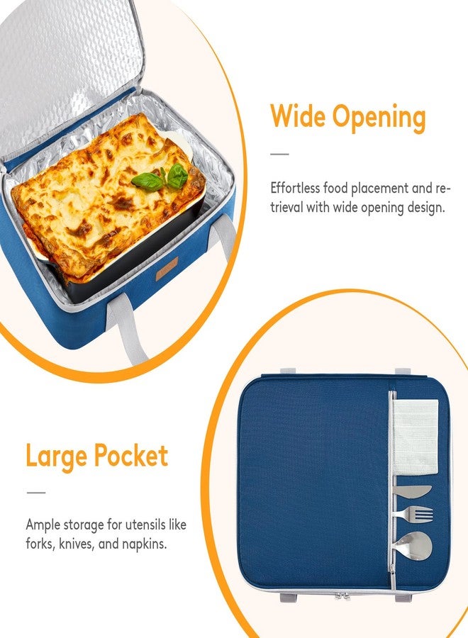 LUNCIA Insulated Casserole Carrier for Hot or Cold Food, Lasagna Lugger Tote for Potluck Parties/Picnic/Cookouts, Fits 9"×13" Baking Dish, Pure Blue - Image 5
