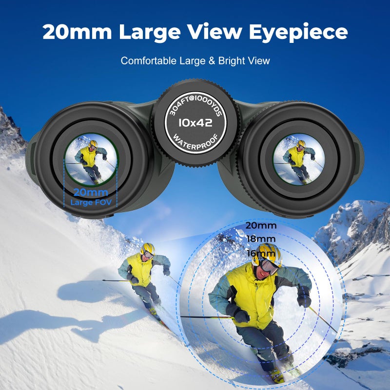 Gosky 10X42 HD Binoculars for Adults with Phone Adapter, High Power Binoculars with BAK4 Prism and FMC Lens, Waterproof Binocularâ€‚for Bird Watching Hunting Traveling Outdoor Sports - Image 4