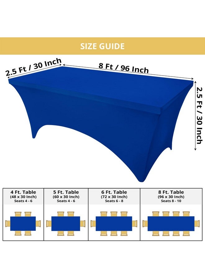Utopia Kitchen Spandex Tablecloth 2 Pack [8FT, Royal Blue] Tight, Fitted, Washable and Wrinkle Resistant Stretch Table Cloth Rectangle Cover for Trade Show, Weddings & Parties [96Lx30Wx30H Inch] - Image 2