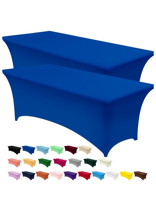Utopia Kitchen Spandex Tablecloth 2 Pack [8FT, Royal Blue] Tight, Fitted, Washable and Wrinkle Resistant Stretch Table Cloth Rectangle Cover for Trade Show, Weddings & Parties [96Lx30Wx30H Inch] - Image 1